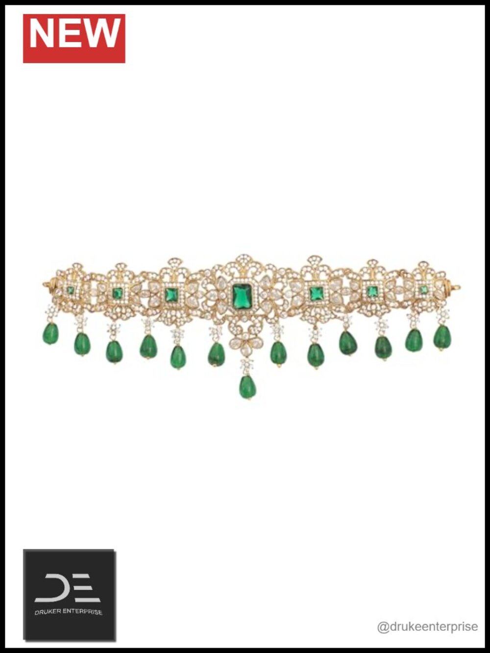 Indian Choker Necklace for Women Gold Plated Brass Nakshatra Cubic Zirconia